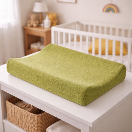 Saphira ESSENTIALS Baby Aankleedkussenhoes Badstof - Groen - 50x70 cm - Zacht & Absorberend - 2 Stuks