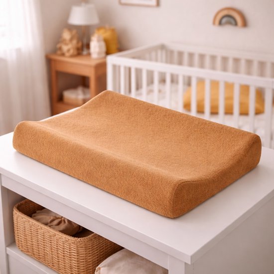 Saphira ESSENTIALS Baby Aankleedkussenhoes Badstof – Taupe – 50x70 cm – Zacht & Absorberend – 2 Stuks