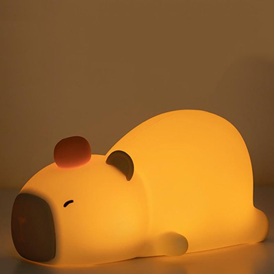 Schattig capibara siliconen LED cartoon nachtlampje, USB oplaadbaar dimbaar slaaplampje, geschikt als decoratie voor kinderkamers. van Toloye