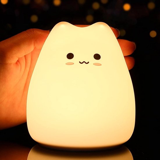 Schattig draagbaar nachtlampje - batterijen - zachte siliconen - verjaardagscadeau - meisjes jongens - schattige kat