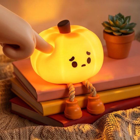 Schattig Halloween Pompoen Nachtlampje - Halloween Decoratie - Touchbediening -Dimbaar - Nachtlampje Kinderen - Halloween- en kerstdecoratie van Mrilary