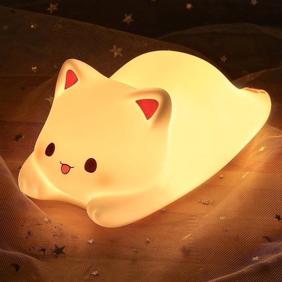 Schattig Katten Nachtlampje voor Kinderen - Kleurveranderend met Timer