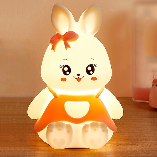 Schattig Konijntje Nachtlampje-Schattig Nachtlampje-Food Grade Siliconen Nachtlampje-Nachtlampje Kinderen-Nachtlampje-Babykamer-3 Soorten Helderheid-Timer-Oranje