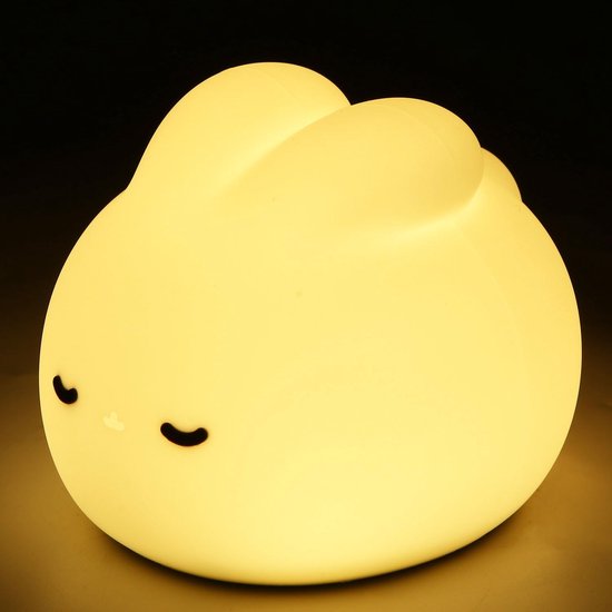 Schattig LED-nachtlampje in de vorm van een konijntje, gemaakt van siliconen, oplaadbaar via USB en dimbaar van Merkloos