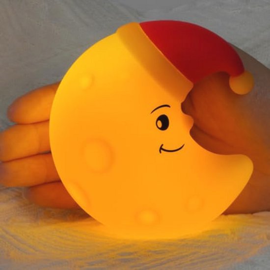 Schattig Maand Nachtlampje voor Kinderen - USB Oplaadbaar, 3 Lichtmodi, Draagbaar en Magnetische Muurbevestiging van Merkloos
