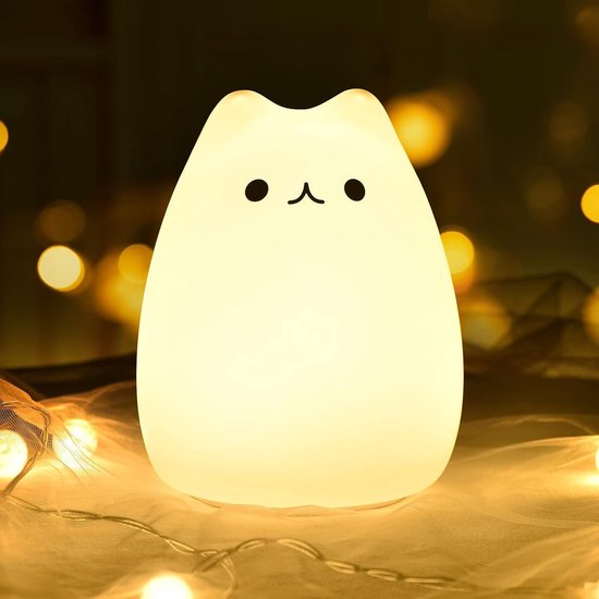 Schattig nachtlampje in de vorm van een kitten, een cadeau voor meisjes, tieners en baby's; een nachtlampje voor de kinderkamer; een lief siliconen nachtlampje in de vorm van een kerstkitten.