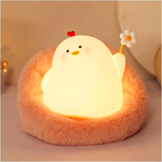 Schattig nachtlampje-Nachtlampje warm licht-Bedlampje-Aanraakbediening-kip-LED-nachtlampje-babykamer-Dimbaar-Timer-warm licht-USB-opladen van GEEKIST
