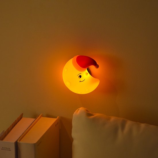 Schattig nachtlampje voor aan de muur - Decoratie voor de babykamer - Dimbaar - Decoratief (maanvorm) - Magnetische bedlamp - Oplaadbaar via USB van Merkloos