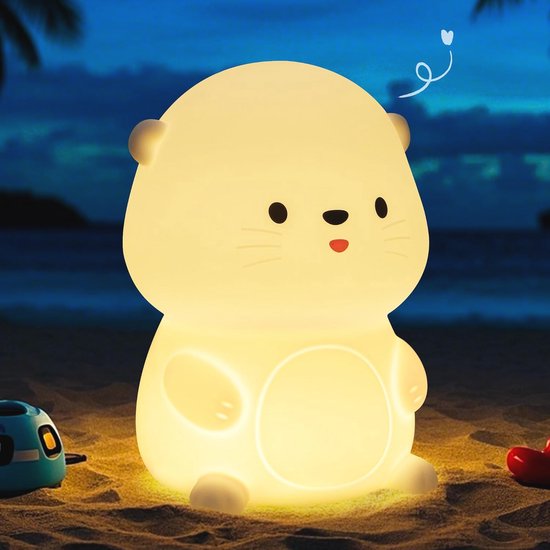Schattig otter nachtlampje voor kinderen - 8 kleurige LED's, perfect voor babykamer en tienerkamer