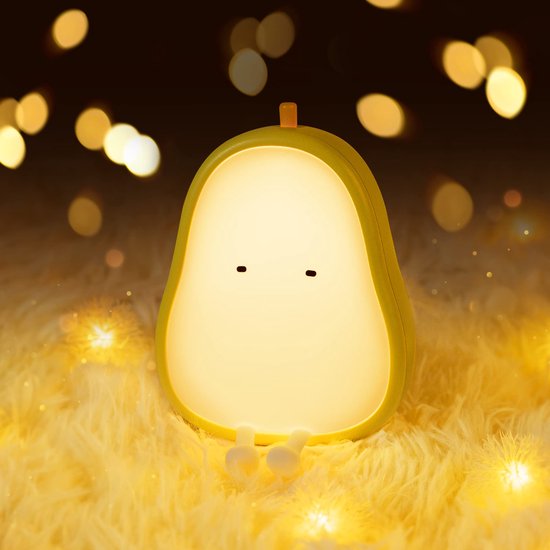 Schattig peervormig nachtlampje met pootjes voor kinderen - schattige siliconen lamp - oplaadbaar nachtlampje met aanraaksensor - voor baby's