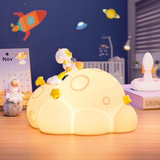 Schattig Pluizig Nachtlampje voor Kinderen, Oplaadbaar Touch LED Peuterlamp van Merkloos