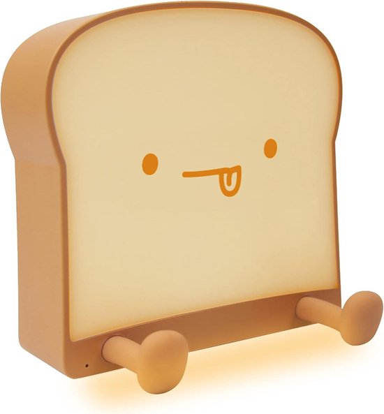 Schattig Toast Brood Nachtlampje met Timer, Oplaadbaar LED Slaapkamer Bedlamp
