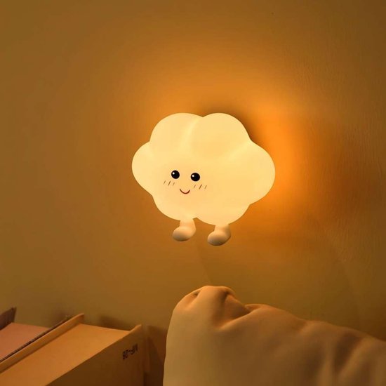Schattig wandnachtlampje - babykamerdecoratie - dimbaar licht - decoratief (wolkje) - magnetisch bedlampje - USB-oplaadbaar van Merkloos