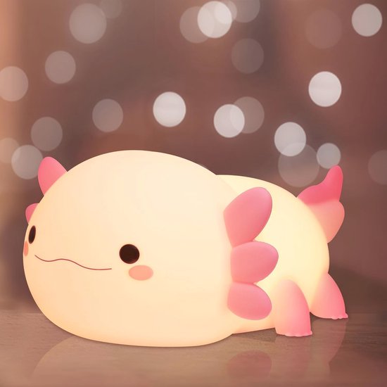 Schattige Axolotl Nachtlamp voor Kinderen - Dimbare Siliconen Nachtlamp met Oplaadbare LED en Timer