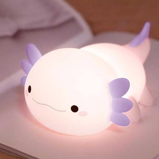 Schattige Axolotl Nachtlamp voor Kinderen - LED Squishy Nachtlamp voor Slaapkamer en Babyslaapkamer van Lumiset