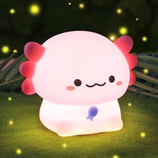 Schattige Axolotl Nachtlamp voor Kinderen - USB-Oplaadbaar en Draagbaar met 3 Helderheidsniveaus van Floworks