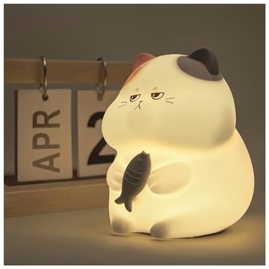 Schattige kat eet nachtlampje - Kleurveranderende sfeerlamp met oogbeschermingsfunctie, een slaapgenoot in de slaapkamer en een geweldig cadeau voor Kerstmis