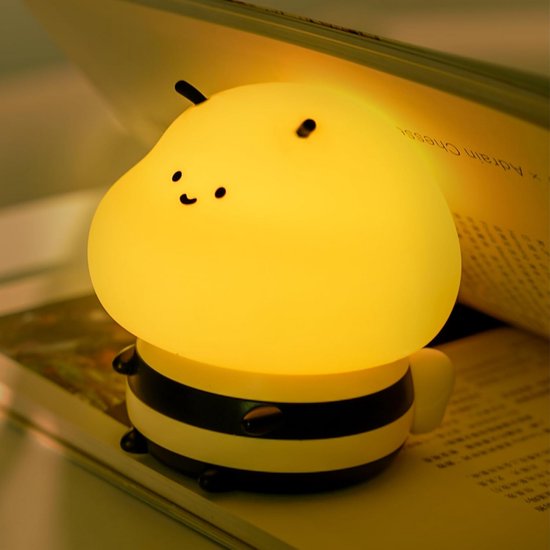 Schattige Oplaadbare Silicone Nachtlamp voor Kinderkamer, Dimbaar Bijenmodel