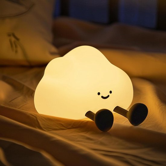 Schattige Siliconen Wolk Nachtlamp, Dimbare LED Touch Lamp, Oplaadbare Nachtlamp met USB, Knijpbare Lamp Geschikt voor Kinderkamer, Slaapkamer Decor en Cadeaus(Cloud) [Energieklasse G] van Merkloos