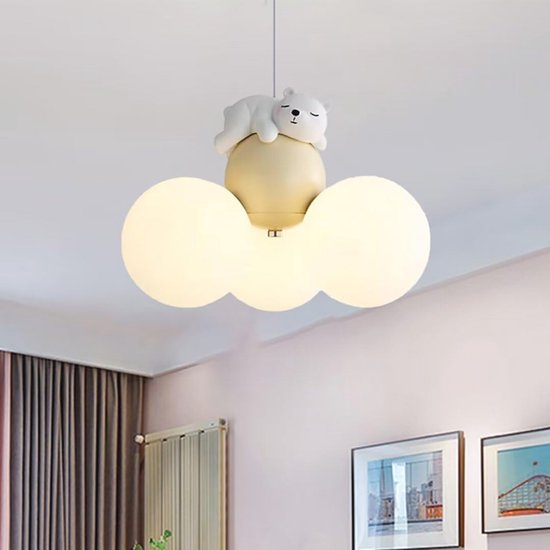 Schattige slapende beer plafondlamp met maan en sterren voor kinderkamer en slaapkamer van Merkloos