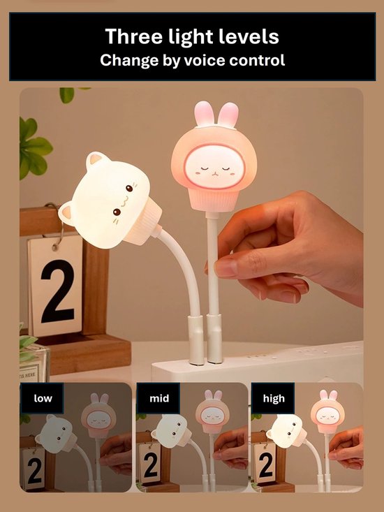 Schattige Spraakgestuurde Nachtlamp [Beer]–LED Nachtlamp met Engelse Stembediening – Zacht en Stabiel Licht, Geen Gedoe Meer in het Donker – Perfect als Leeshulpje, Sfeermaker, voor Kinderkamer, Slaapkamer – Praktisch als Cadeau of voor Eigen Gebruik van Merkloos