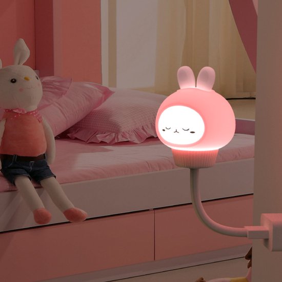 Schattige Spraakgestuurde Nachtlamp [Konijntje] LED Nachtlampje met Engelse Stembediening & Geluidssensor – Zacht en Stabiel Licht, Geen Gedoe Meer in het Donker: Perfect voor Kinderkamer, Slaapkamer of Gang – Leuk als Cadeau of voor Eigen Gebruik van Houdini's Box