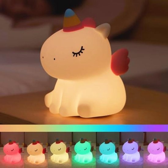 Schattige Unicorn Nachtlamp voor Kinderen - Dimbare LED Lamp voor Baby- en Kinderkamers