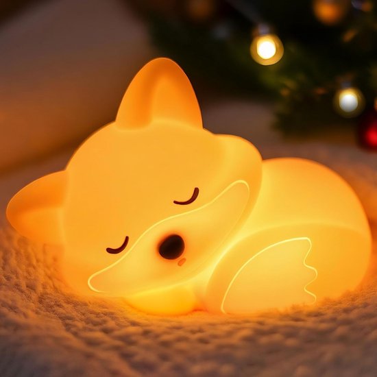 Schattige Vos Nachtlampje voor Kinderen - Dimbare Silicone Bedlampje van Merkloos