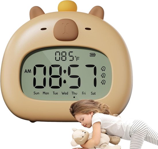 Schattige Wekker - Dierenlamp - Kinderslaap Trainen - Met Slaaptrainingsfunctie - 120x78x112mm - Standaard