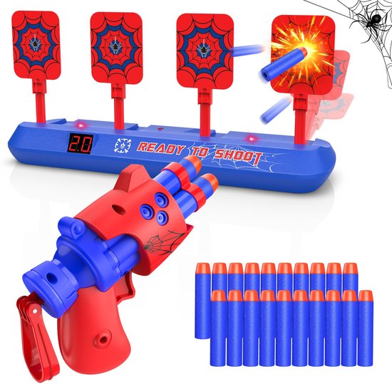 Schietdoel speelgoed met pistool automatische reset LED geluidseffecten en 20 pijltjes voor Nerf speelgoedwapens