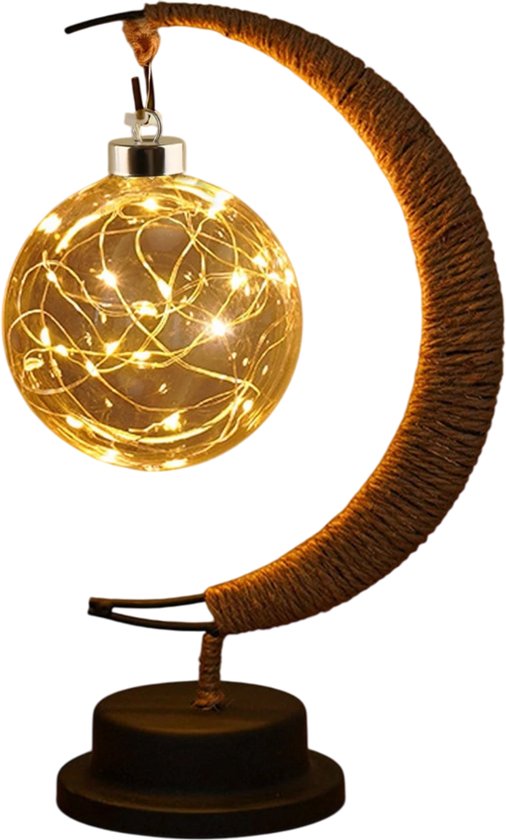 S&E Sfeervolle Maanlamp – Handgemaakte Tafellamp met Twine Design van S&E