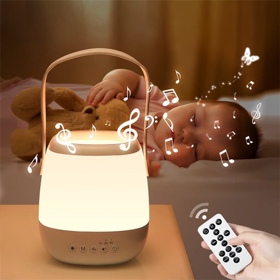 SercanoSlim Nachtlampje Baby & Kind - Dimbare Stillicht - White Noise Machine (12 Rustgevende Geluiden) - 16 Kleuren, Auto Timer & Slaaphulp van Merkloos