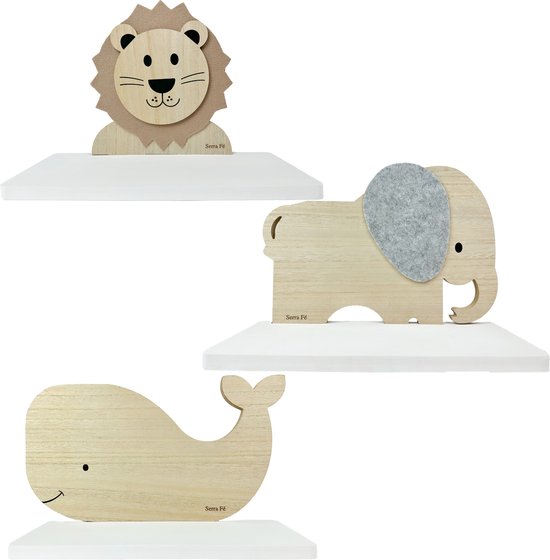 Serra Fé - wandplank kinderkamer - set van 3 wandplanken van 35 cm - hout