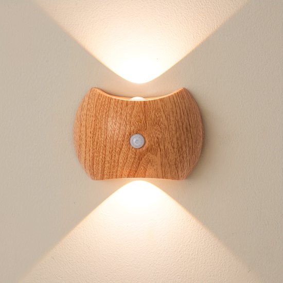 Set van 2 oplaadbare USB-LED-wandlampen met bewegingssensoren - Slimme nachtlampjes Geschikt voor slaapkamers, studentenkamers, trappenhuizen en kledingkasten; automatisch aan/uit; 1200mAh-batterij van Merkloos