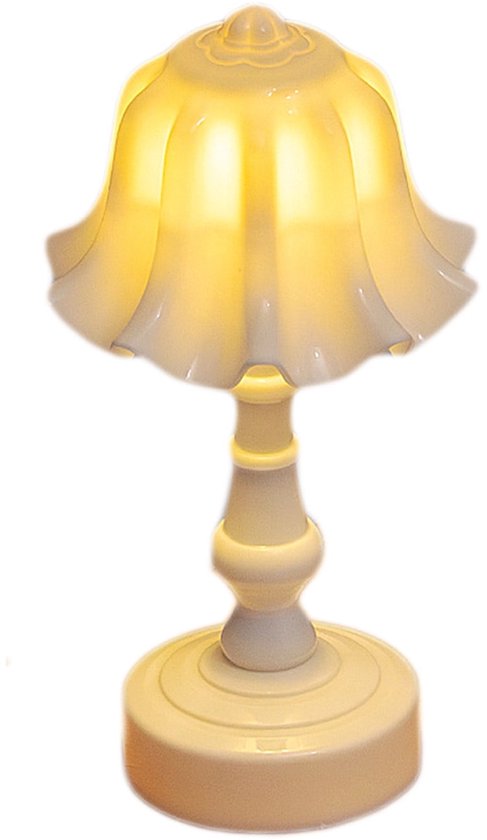 Set van 2 tafellampen, retro klokjesbloemvormige kleine nachtlampjes, geschikt voor de slaapkamer (wit) van Livin24