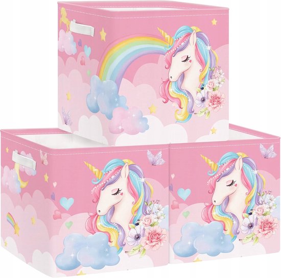Set van 3 Opvouwbare Opbergdozen voor Speelgoed en Kleding - 30x30x30 cm