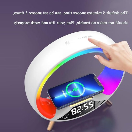 Sfeerlamp Wekker - Nachtlamp Radio - Rustig Ontwaken - Zonsopgang Simulatie - 15W Snellader - Zwart