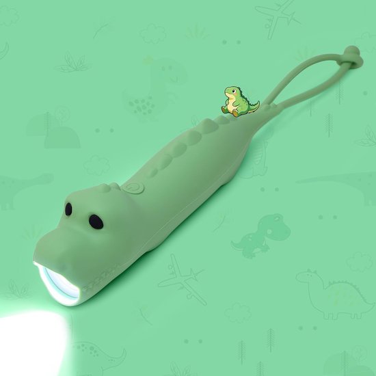 Siliconen dinosaurus zaklamp, oplaadbaar hangend nachtlampje, Geschikt voor kamperen, nachtwandelingen en gezinsgebruik, draagbare zaklamp met dierenthema.