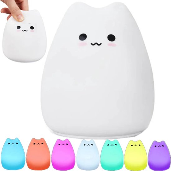 Siliconen LED-nachtlampje met aanraakbediening voor kinderen en baby's, bedlampje met dimbaar slaaplicht, USB-aansluiting, geschikt voor kinderkamers/slaapkamers. van Merkloos