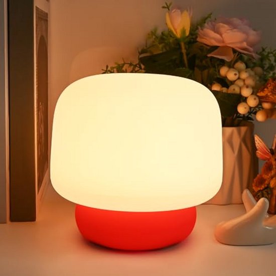 Siliconen Paddenstoelnachtlampje - USB Oplaadbaar LED Nachtlamp voor Kinderen - Slaaplampje met Timer en Geluidseffecten van Lumidoe