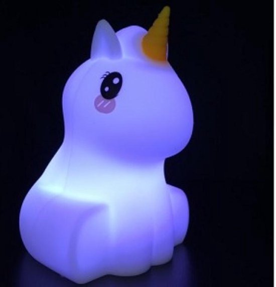 Simply for kids Nachtlamp Eenhoorn LED zacht silicone 12 CM 9 kleuren met oplaadbare batterij oplaadkabel en afstandsbediening van Simply for Kids