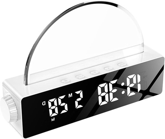Simulatieklok Wekker - Nachtlampje Kalender - Rustig Ontwaken - Geleidelijke Zonsopgang - 12x18 cm - Wit