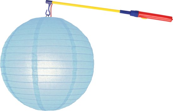 Sint Maarten setje - Lichtblauwe lampion 25 cm met lampionstokje 40 cm