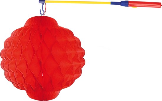 Sint Maarten setje - Rode Aziatische lampion 30 cm met lampionstokje
