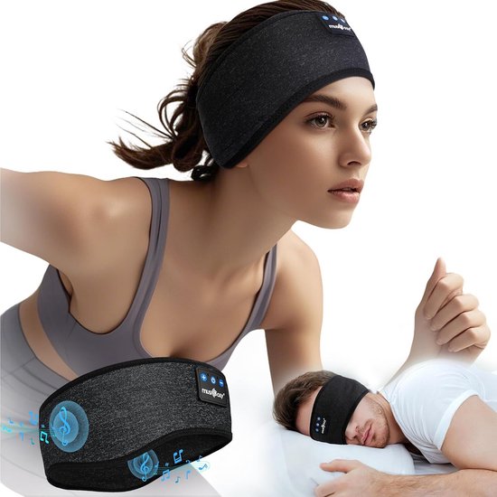 Slaap Koptelefoon - Bluetooth Hoofdband - Comfortabel Slapen - Platte Speakers - 14 Uur Speeltijd - Zwart