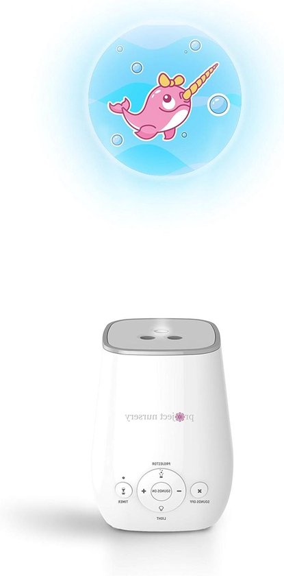 Slaap Projector - Geluidsmachine Nachtlampje - Baby Kalmeren - 4-in-1 Functie - 16.26 x 10.41 cm - Wit