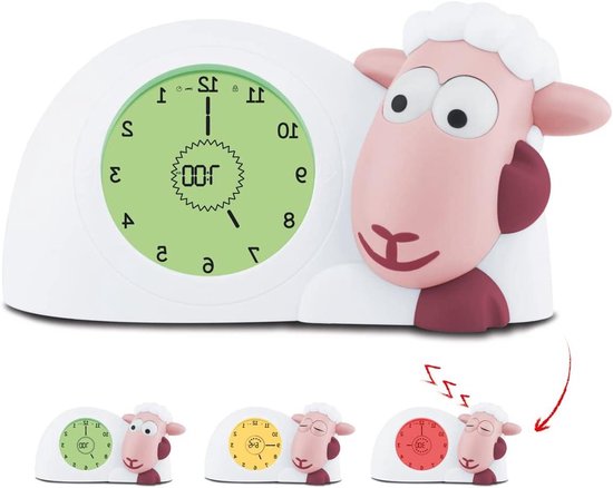 Slaapcoach Klok - Nachtlamp Dier - Kinderen Leren Slapen - Visuele Indicatoren - 20x14x12 cm - Roze