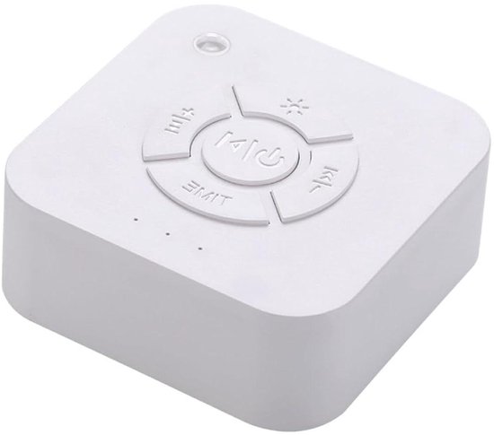 Slaapgeluid Apparaat - Witte Ruis Machine - Ontspanning Bevorderen - Met Ademhalingslicht - 10 x 10 x 6 cm - Wit