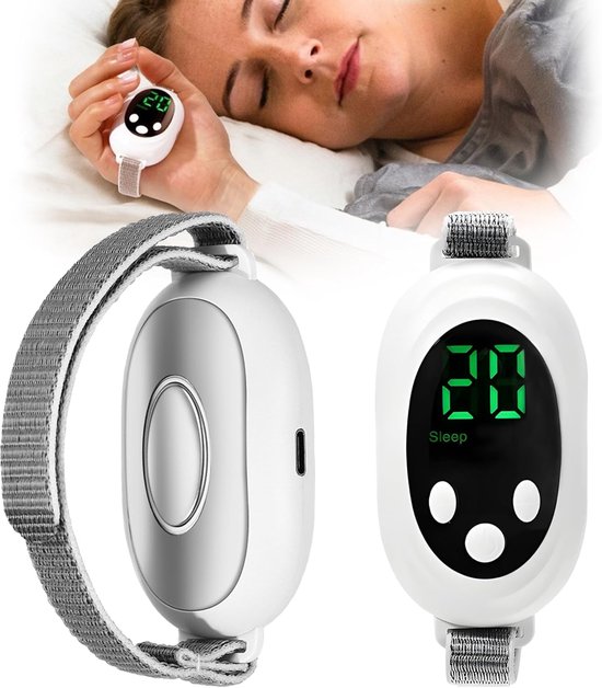 Slaaphulp apparaat / sleep aid - slaap hulpmiddel - slaap apparaat - ontspanning apparaat - anti stress - rust - inslapen - handheld - 20 standen - USB-voeding - wit - lithium-polymeer batterij - 8x4x2 cm van Merkloos