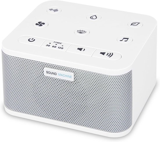 Slaaphulp Geluidsmachine - Witte Ruis - Ontspannen Slapen - Verschillende Geluiden - Compact Formaat - Wit